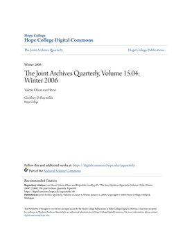 The Joint Archives Quarterly, Volume 15.04: Winter 2006
