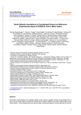 North Atlantic Simulations in Coordinated Ocean-Ice Reference