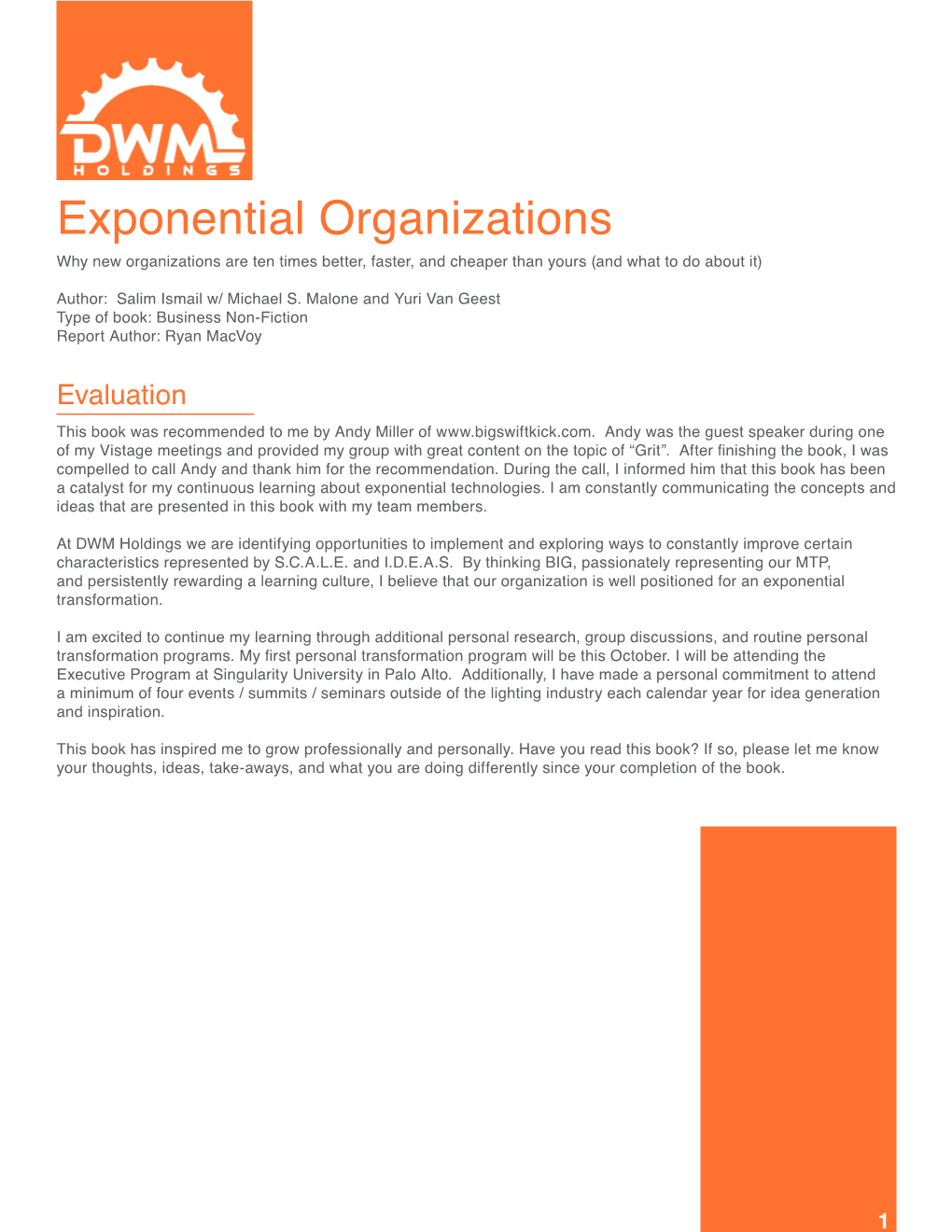 Exponential Organizations