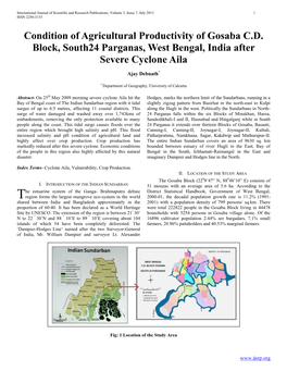 Condition of Agricultural Productivity of Gosaba C.D. Block, South24 Parganas, West Bengal, India After Severe Cyclone Aila