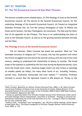 The 7Th Ecumenical Council & East-West Tensions