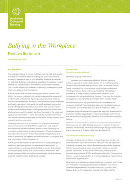 Bullying in the Workplace Position Statement