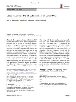 Cross-Transferability of SSR Markers in Osmanthus