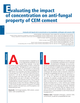 Evaluating the Impact of Concentration on Anti-Fungal Property of CEM Cement