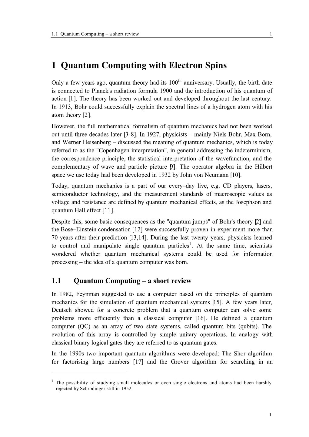 1 Quantum Computing with Electron Spins