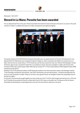 Record in Le Mans