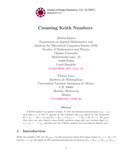 Counting Keith Numbers