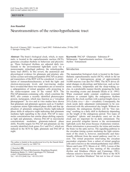Neurotransmitters of the Retino-Hypothalamic Tract