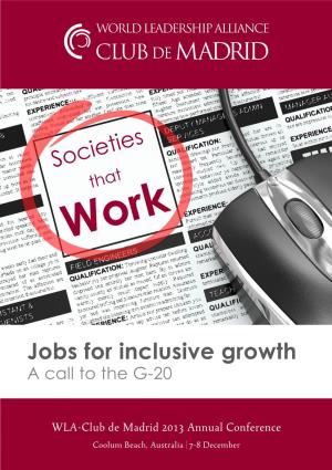 Jobs for Inclusive Growth a Call to the G-20
