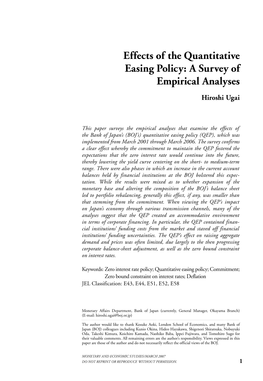 Effects of the Quantitative Easing Policy: a Survey of Empirical Analyses