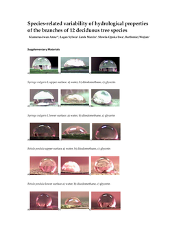 Species-Related Variability of Hydrological Properties of The