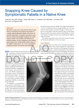Snapping Knee Caused by Symptomatic Fabella in a Native Knee