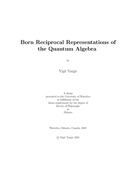 Born Reciprocal Representations of the Quantum Algebra