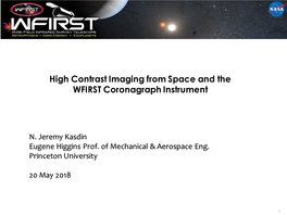 High Contrast Imaging from Space and the WFIRST Coronagraph Instrument