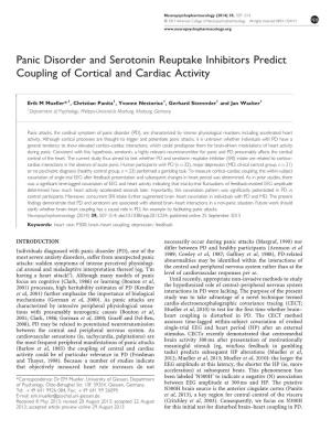 Panic Disorder and Serotonin Reuptake Inhibitors Predict Coupling of Cortical and Cardiac Activity