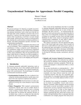 Unsynchronized Techniques for Approximate Parallel Computing