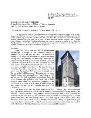 Landmarks Preservation Commission November 22, 2016, Designation List 490 LP-2579