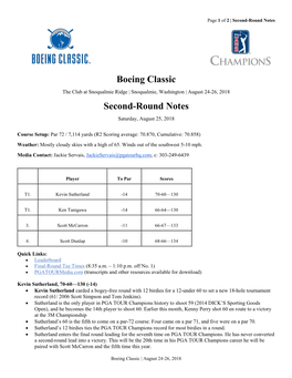 Boeing Classic Second-Round Notes