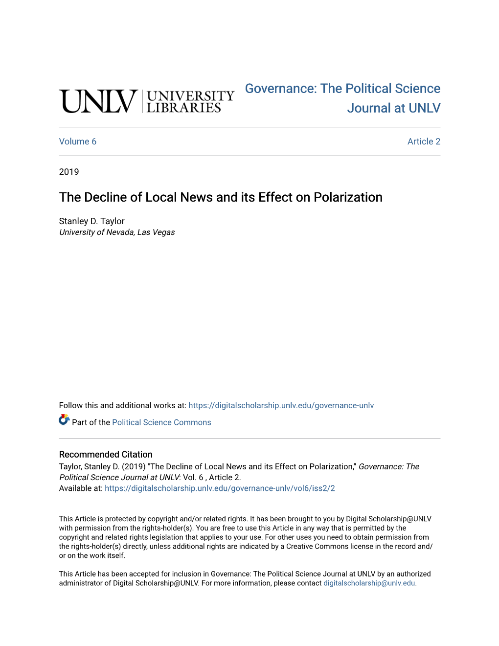 The Decline of Local News and Its Effect on Polarization