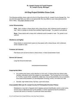 4-H Dog Project Exhibitor Dress Code