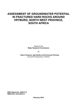 Assessment of Groundwater Potential in Fractured Hard Rocks Around Vryburg, North West Province, South Africa