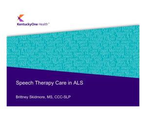 Speech Therapy Care in ALS