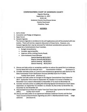 Commissioners Court of Anderson County Agenda