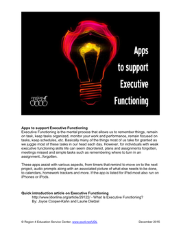 Apps to Support Executive Functioning