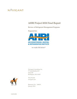AHRI Project 8018 Final Report