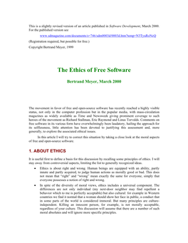 The Ethics of Free Software