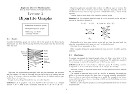 Lecture 3 Bipartite Graphs