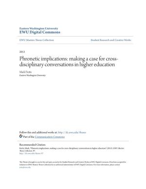Making a Case for Cross-Disciplinary Conversations in Higher Education" (2013)
