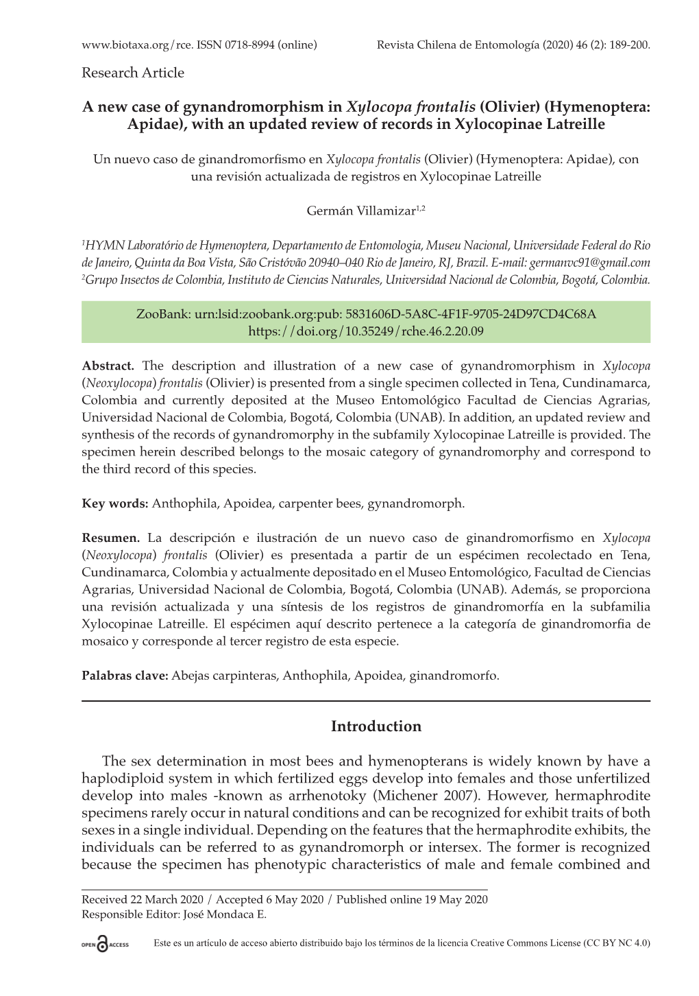 Hymenoptera: Apidae), with an Updated Review of Records in Xylocopinae Latreille