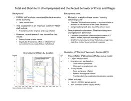 Total and Short-Term Unemployment and the Recent Behavior of Prices and Wages