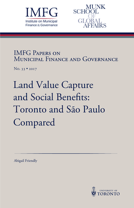 Land Value Capture and Social Benefits: Toronto and São Paulo Compared