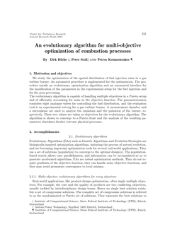 An Evolutionary Algorithm for Multi-Objective Optimization of Combustion Processes