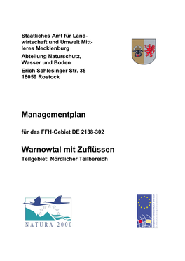 Managementplan Warnowtal Mit Zuflüssen