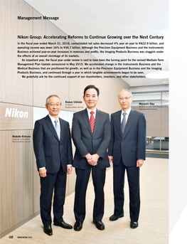 NIKON REPORT 2016 to Our Stakeholders
