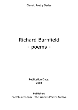Richard Barnfield - Poems