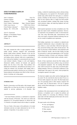 Effect of Fiber Loading on Paper Properties