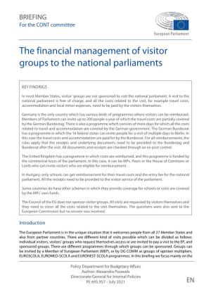 The Financial Management of Visitor Groups to the National Parliaments