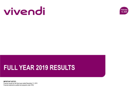 Full Year 2019 Results