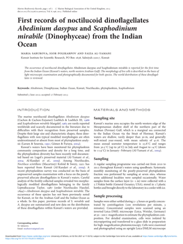 From the Indian Ocean Maria Saburova, Igor Polikarpov and Faiza Al-Yamani Kuwait Institute for Scientiﬁc Research, PO Box 1638, Salmiyah-22017, Kuwait