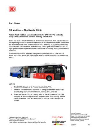 Deutsche Bahn Medibuses Are Expected to Be Used for the SARS-Cov-2 Antibody Study Being Conducted by the Robert Koch Institute