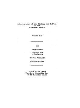 Bibliography of the History and Culture of the Himalayan Region