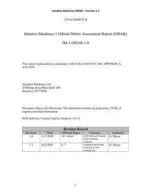 Intuitive Machines-1 Orbital Debris Assessment Report (ODAR)