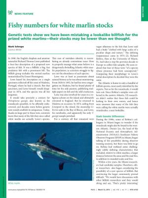 Fishy Numbers for White Marlin Stocks