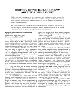 History of the Dallas County Sheriff's Department