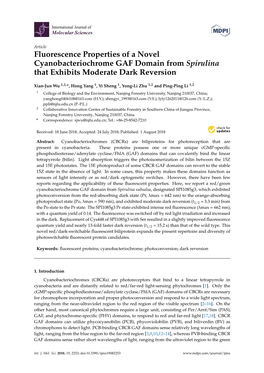 Fluorescence Properties of a Novel Cyanobacteriochrome GAF Domain from Spirulina That Exhibits Moderate Dark Reversion