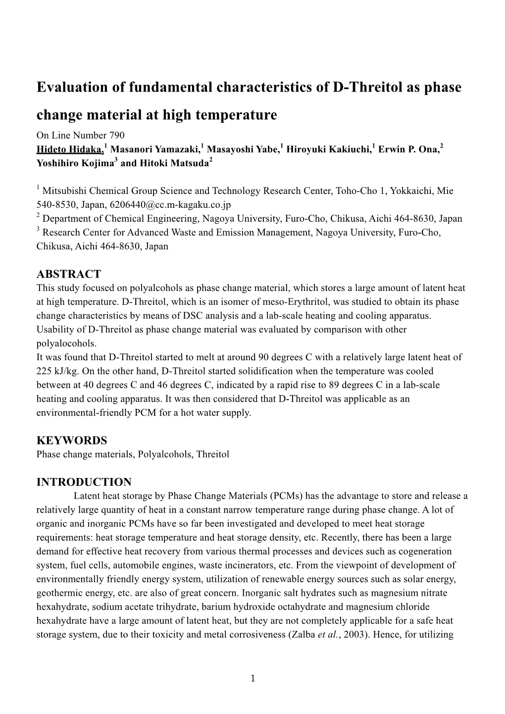 Evaluation of Fundamental Characteristics of D-Threitol As